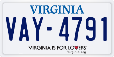 VA license plate VAY4791