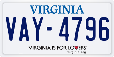 VA license plate VAY4796