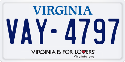 VA license plate VAY4797