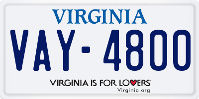 VA license plate VAY4800