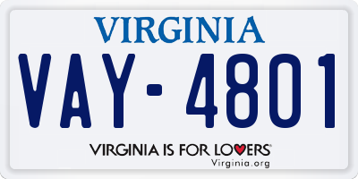 VA license plate VAY4801