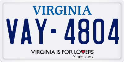 VA license plate VAY4804