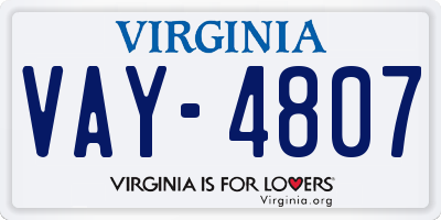 VA license plate VAY4807