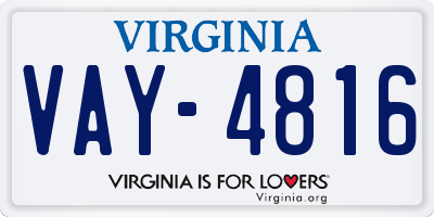 VA license plate VAY4816