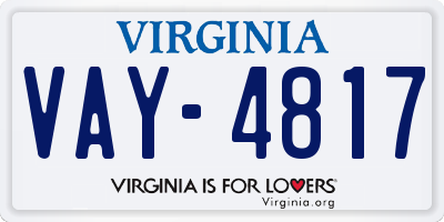 VA license plate VAY4817