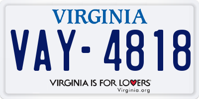 VA license plate VAY4818