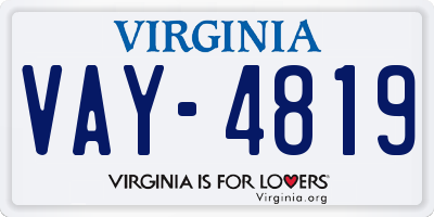 VA license plate VAY4819