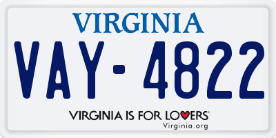 VA license plate VAY4822