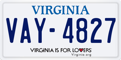 VA license plate VAY4827
