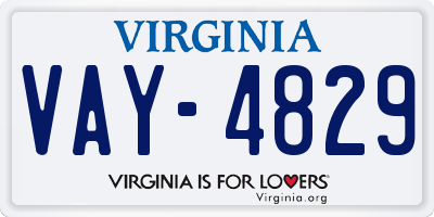 VA license plate VAY4829