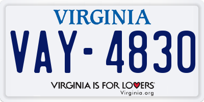 VA license plate VAY4830