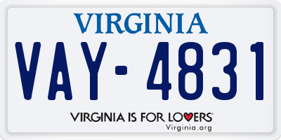VA license plate VAY4831