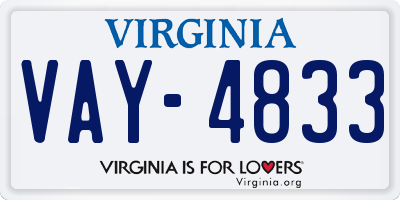 VA license plate VAY4833