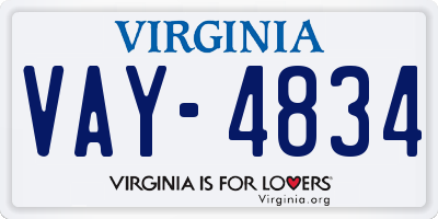 VA license plate VAY4834