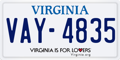 VA license plate VAY4835