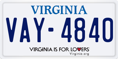 VA license plate VAY4840