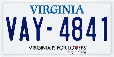 VA license plate VAY4841