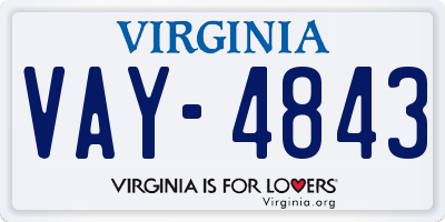 VA license plate VAY4843