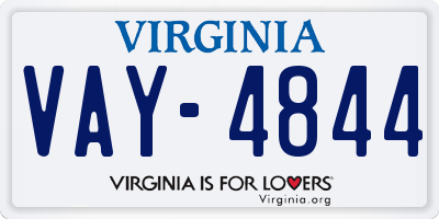 VA license plate VAY4844