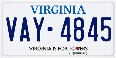 VA license plate VAY4845