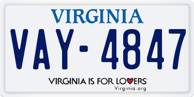 VA license plate VAY4847