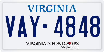 VA license plate VAY4848