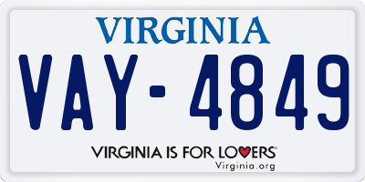 VA license plate VAY4849