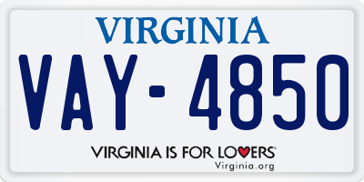 VA license plate VAY4850