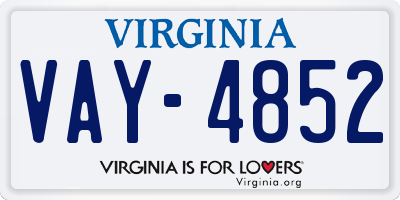 VA license plate VAY4852