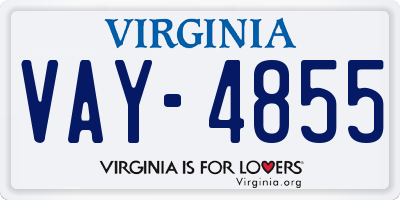 VA license plate VAY4855