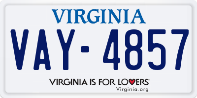 VA license plate VAY4857