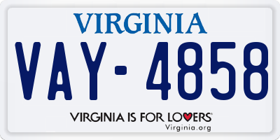VA license plate VAY4858