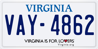 VA license plate VAY4862