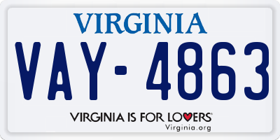 VA license plate VAY4863
