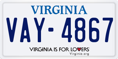 VA license plate VAY4867