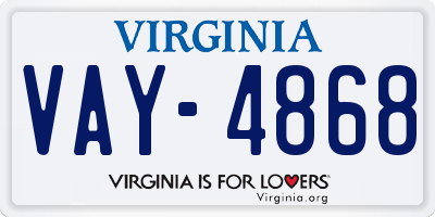 VA license plate VAY4868