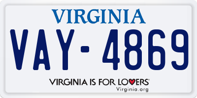 VA license plate VAY4869