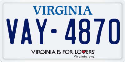 VA license plate VAY4870