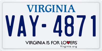 VA license plate VAY4871