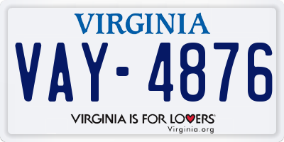 VA license plate VAY4876