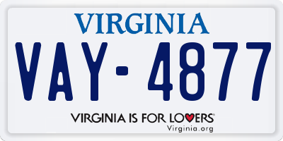 VA license plate VAY4877