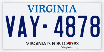 VA license plate VAY4878