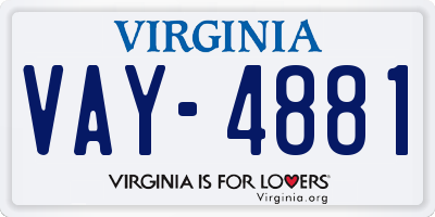 VA license plate VAY4881