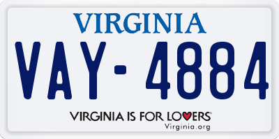 VA license plate VAY4884