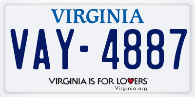 VA license plate VAY4887