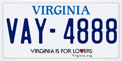 VA license plate VAY4888