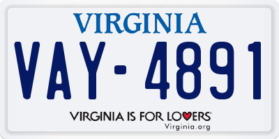 VA license plate VAY4891