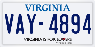 VA license plate VAY4894