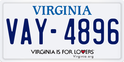 VA license plate VAY4896