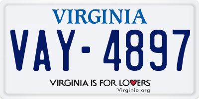 VA license plate VAY4897